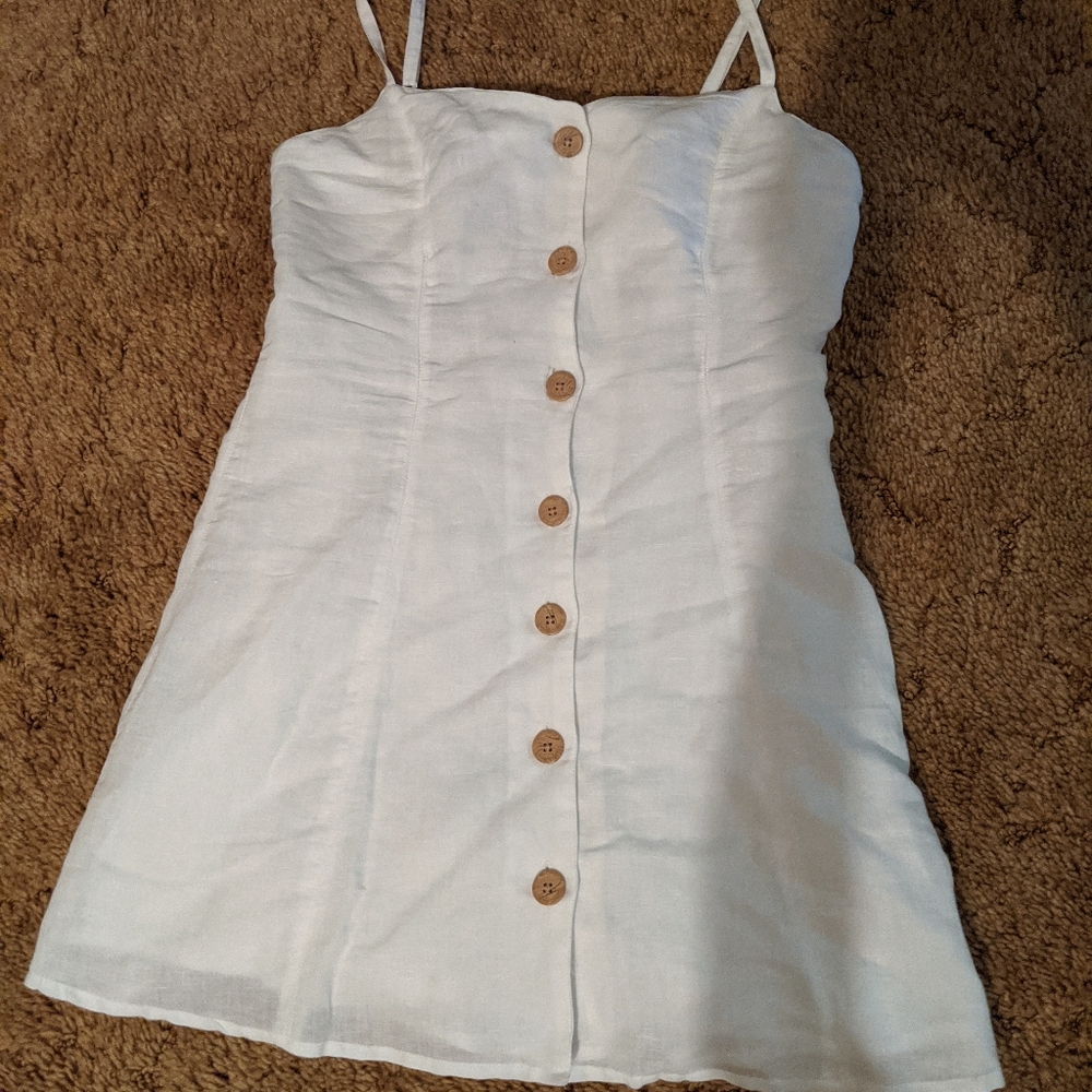 Sleeveless Urban Outfitters white button up dress